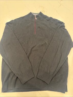 The Cashmere Project Men's Black Quarter-Zip Mock Neck Sweater